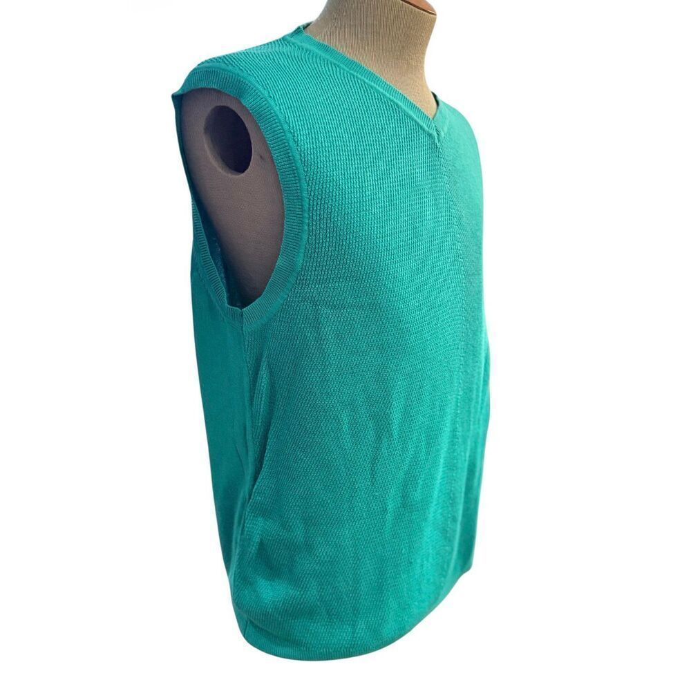 Alan Flusser Men’s Golf Textured Cotton Sweater Vest Sz. XL Outdoors Green Dad